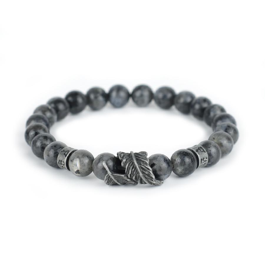 Vintage Feder Armband für Männer Sanskrit Mantra Armband Yoga Meditation Heilung Armband 8mm Lava Onyx Stein Kette Brazalete