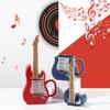 Electric Guitar Shaped Ceramic Mug with Music Notes , 3D Novelty Coffee Cup for Music Lovers, Vibrant Red/Blue Design, Durable Gift for Musicians,