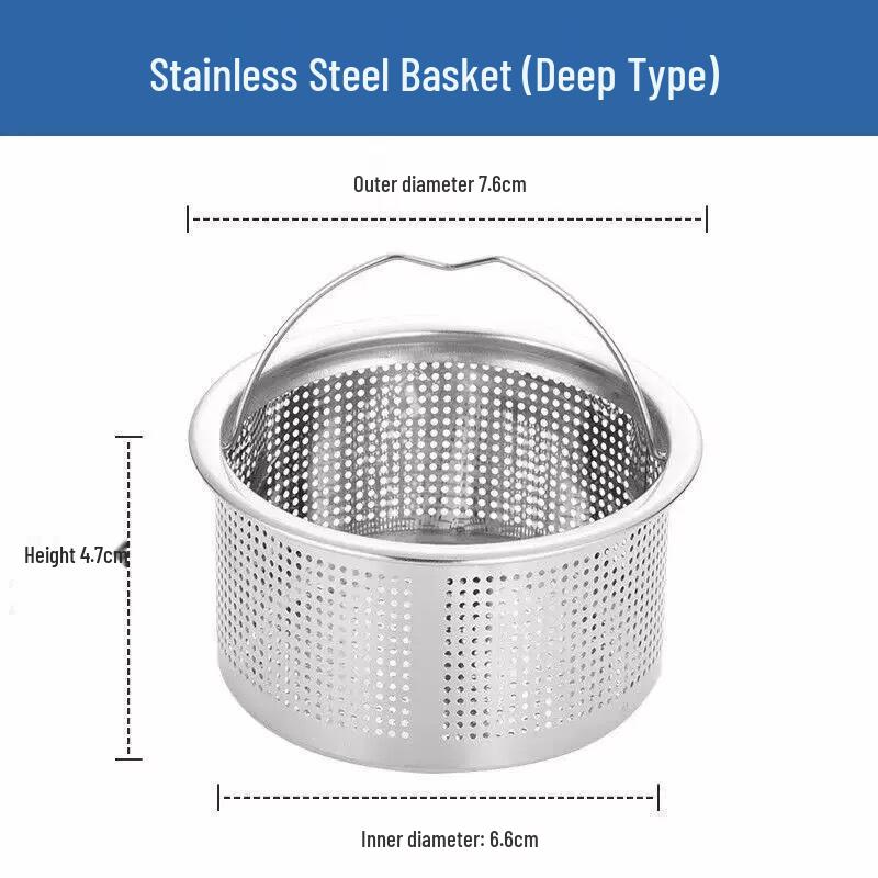 Stainless Steel Kitchen Sink Drain Filter - Anti-Clogging Siphon Screen for Wash Basins and Debris Pools