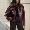 Women S Short Loose Moto Pu Leather Jacket Spring Autumn Fashion Coat