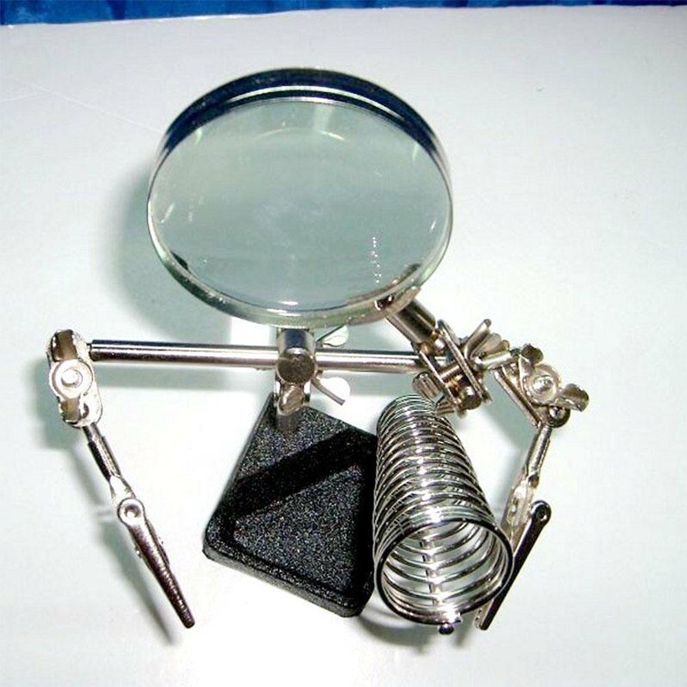 Solder Third Hand Soldering Iron Stand Holder Station Lens Magnifier Help Tools