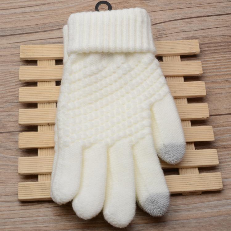 Touch Screen Gloves for Winter Couples with Thick Woolen Yarn Anti Slip Riding Finger Insulation Knitted Warm Gloves