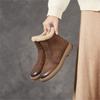 Johnature Genuine Leather Plush Warm Ankle Boots Round Toe Soft Soled Versatile Women's Cotton Boots
