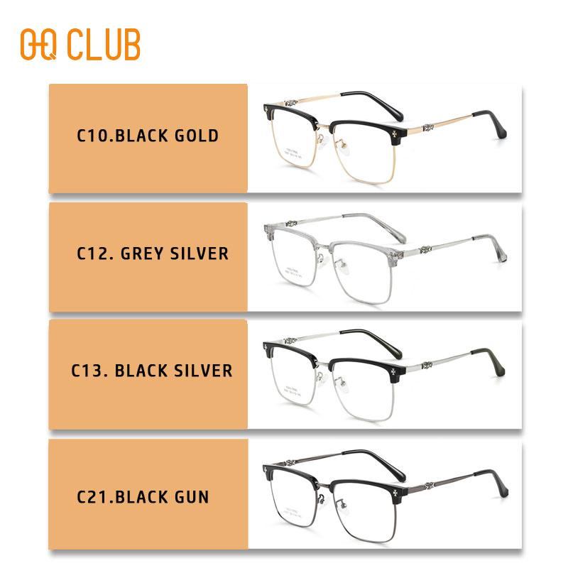 O-Q CLUB Neue Herren-Brillenfassung Quadratische Optische Korrektionsbrillenfassung Brillen Graduierte Gläser zum Lesen Frauen 9367
