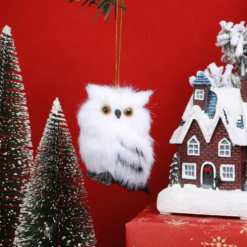 Simulation Owl Ornament Cute Furry Home Decoration Ornament Adornment Simulation Action Figures Christmas Kids Gift