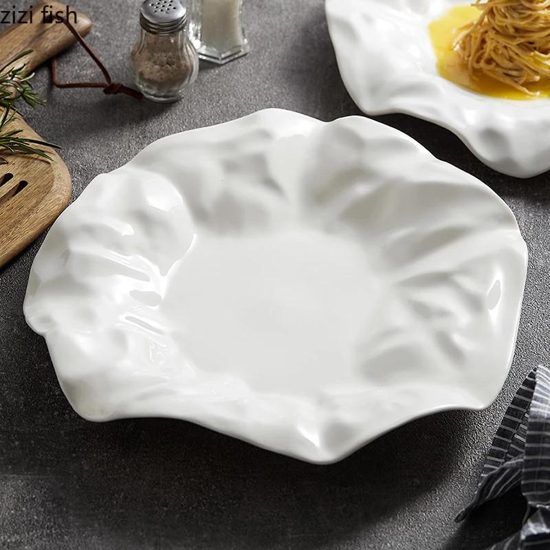 Creative Ceramic Dinner Dish Steak Plate Home Furnishing Irregular Shaped Tableware Pasta Plate Hotel Restaurant Dessert Dishes