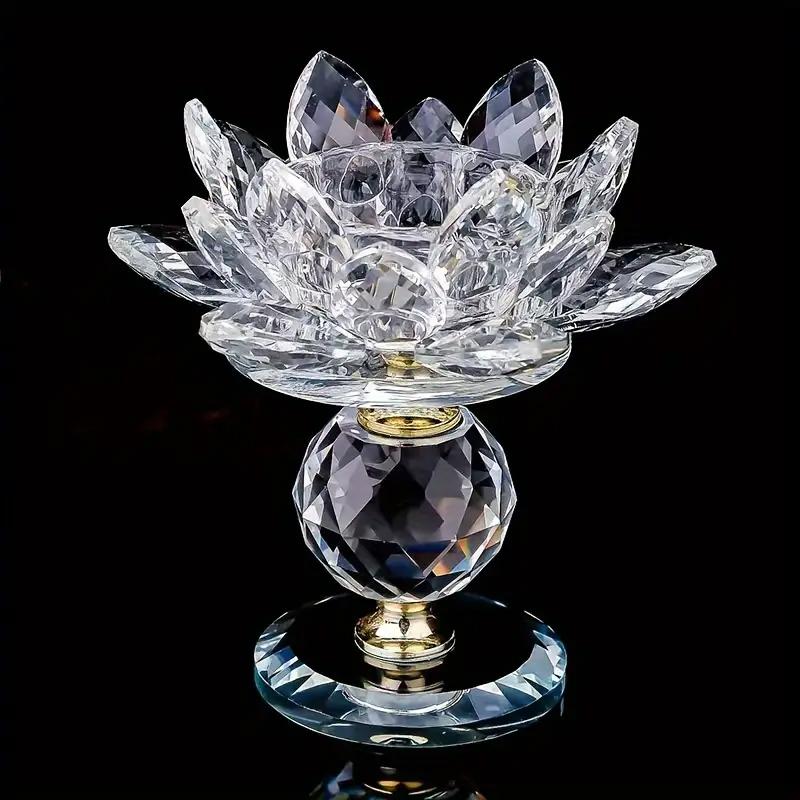 

1PC Centerpiece with Golden Accents Dining Tables Sparkling Glass Romantic Lotus Flower Decor Parties Multiple Options Available