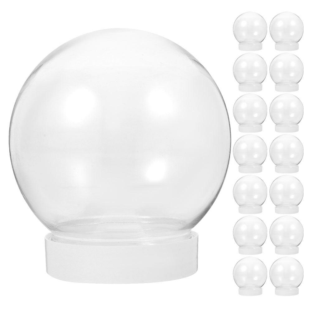 15Pcs DIY Snow Globe Accessories Plastic Clear Parts for Holiday Winter Decorations Snow Globe Replacement Snowglobe