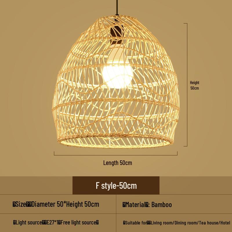 Bamboo Woven Pendant Light - Japanese Lantern for Dining, Restaurant, or Tea Room. Rattan Straw Hat Lampshade with New Chinese Art Design.