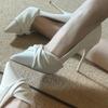 Royal Sister Wind Pleated Beige High Heels Women's New Pointed Dress Thin Heels Not Tired Feet Work Shoes