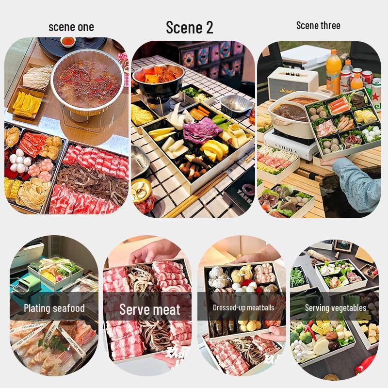 COFLYEE Disposable Solid Wood Nine-Compartment Bento Boxes