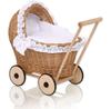 Коляска для кукол Sweet Baby Плетеная с белой постелью и мягкой выстилкой Натуральный