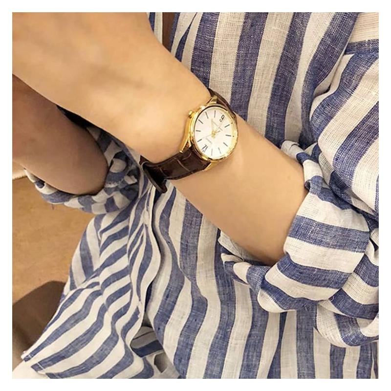 Casio STANDARD Series Trendy Retro Simple Quartz Movement Genuine Leather Strap Japanese and Korean Watch Women’s Watch White Dial LTP-V005GL-7BUDF