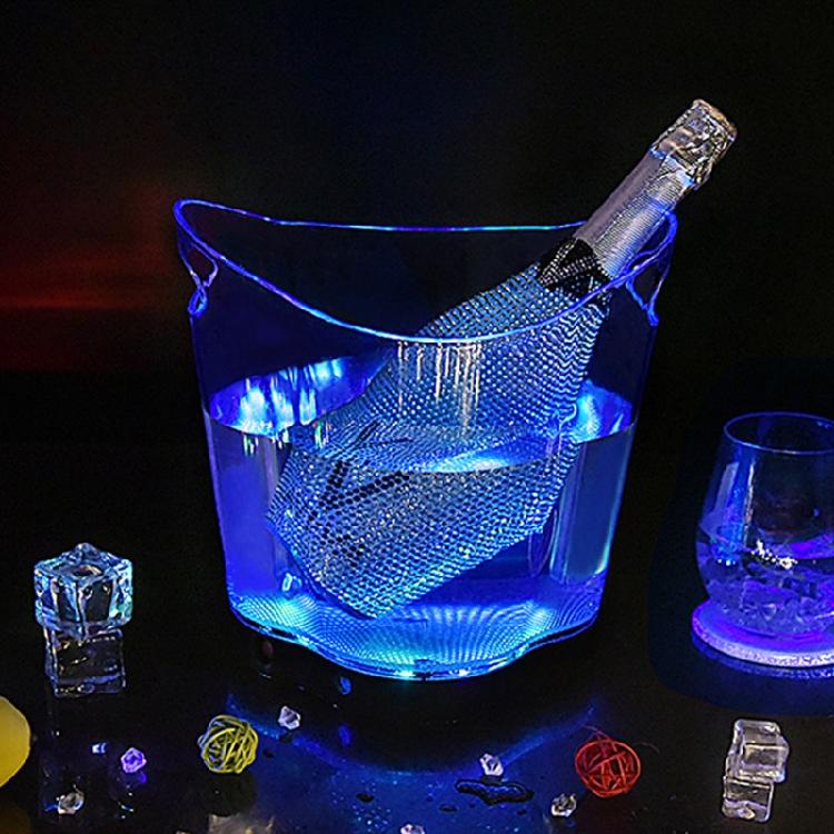 Beer Beverage Ice Bucket Battery Powered LED Ice Bucket Wine Ice Bucket with Colorful LED Light for Night Bar Wedding