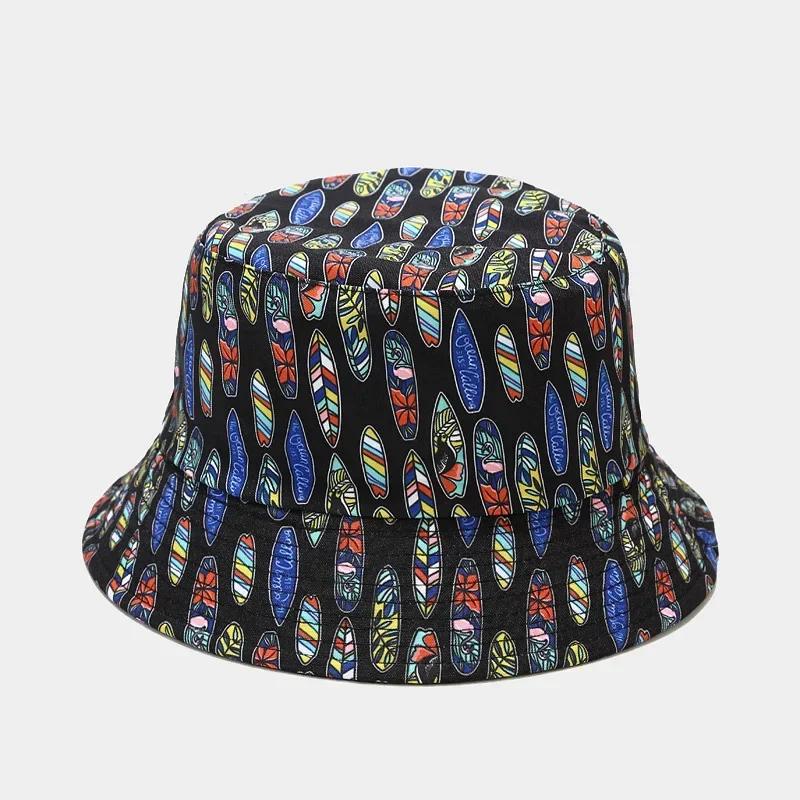 Spring and Summer Cotton Cartoon Print Bucket Hat Fisherman Hat Outdoor Travel Sun Cap for Men and Women 320