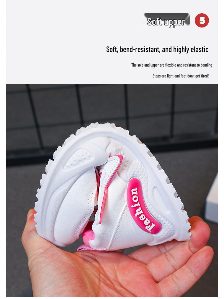 2025 New Style Girls' Non-Slip Leather Sports Shoes with Soft Sole – Versatile, Fashionable for Middle and Big Kids