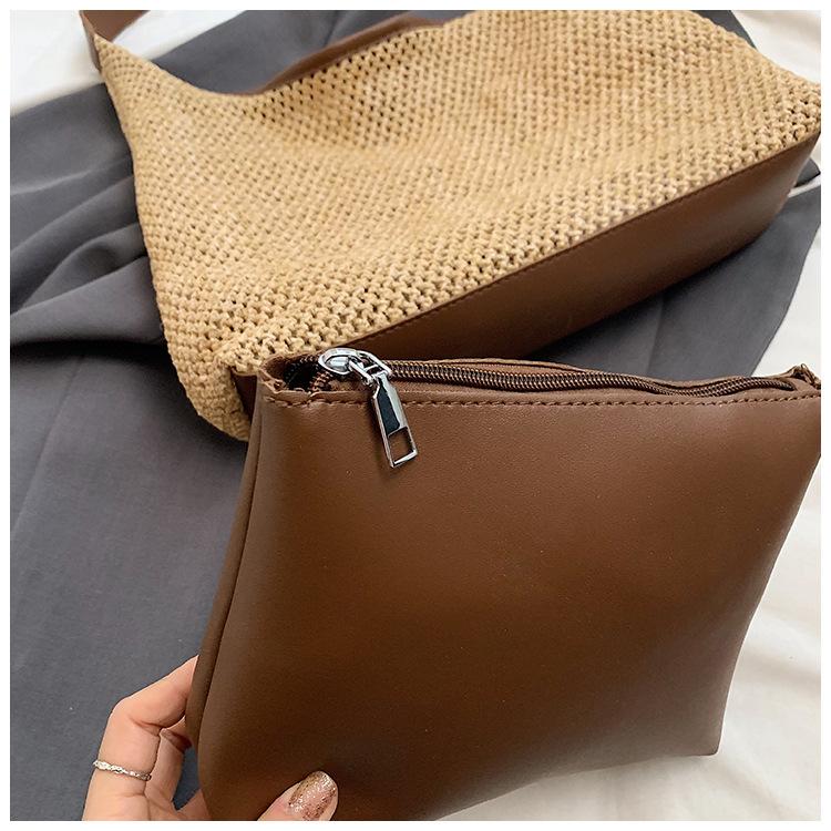 Retro Woven Straw Bag Summer New Large Capacity Shoulder Armpit Bag Vacation Wind Beach Bag Woven Straw Tote Bag for Women