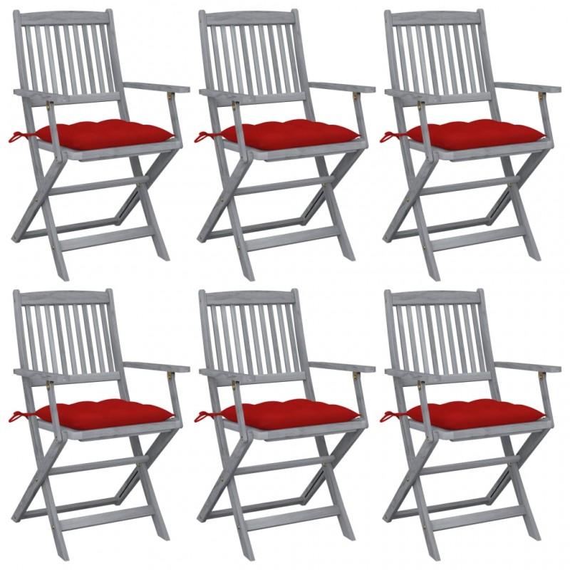Day and Night - Day and Night Folding Garden Chairs 6 Units Cushions Solid Acacia Wood