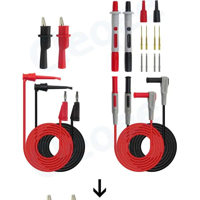 18-in-1 Multimeter Accessory Kit – P1308B Test Leads with Replaceable Probes for Lab/Field Repairs