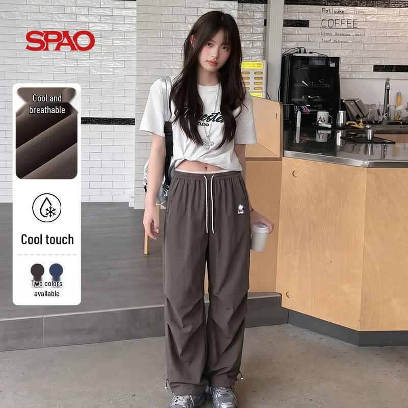 SPAO Women s Lightweight Wide-Leg Casual Pants L
