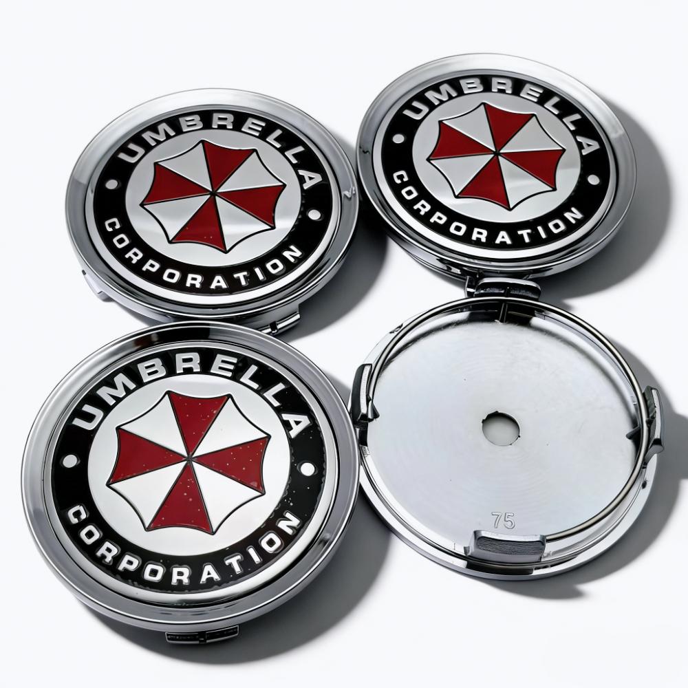 4pcs Umbrella Logo Emblem Badge Car Wheel Center Caps OD 75MM 70MM Wheels Hub Cap Rim Hubcaps Dust Cover Replace Car Accessories