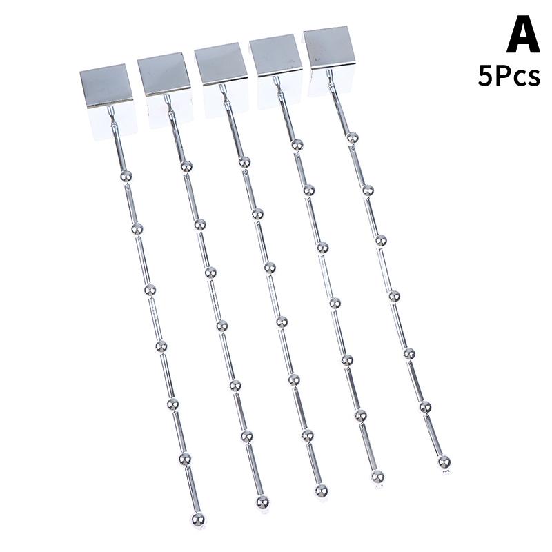 5 Pcs Supermarket Clothing Store Iron Card Square Tube Hook Dormitory Home Balcony Wavy-Shape Clothes Hook Beaded Shelf Hook