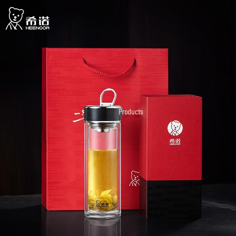 HEENOOR 365ml Double-Wall Glass Tea Infuser Bottle