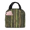 Green Bamboo Forest Pattern Insulated Lunch Bag for Women Children Portable Food Boxes Thermal Lunch Box Tote