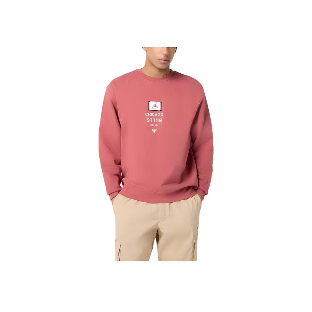 Jordan X NBA Collaboration Chicago Bulls Logo Fleece Crewneck Fashion Pullover Long Sleeve Sweatshirt Men sweatshirt Canyon-Rust FV8344-691
