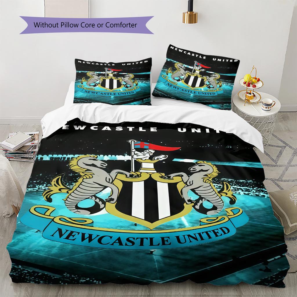 Newcastle United Patronen Beddengoed Set Dekbedovertrek Kussensloop Woondecoratie Cadeau (1 dekbedovertrek + 2 kussenslopen, zonder binnenkussen)