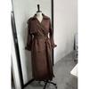 Womens Long Brown Suede Coat Oversized Casual Trench Winter Stylish Loose Fit
