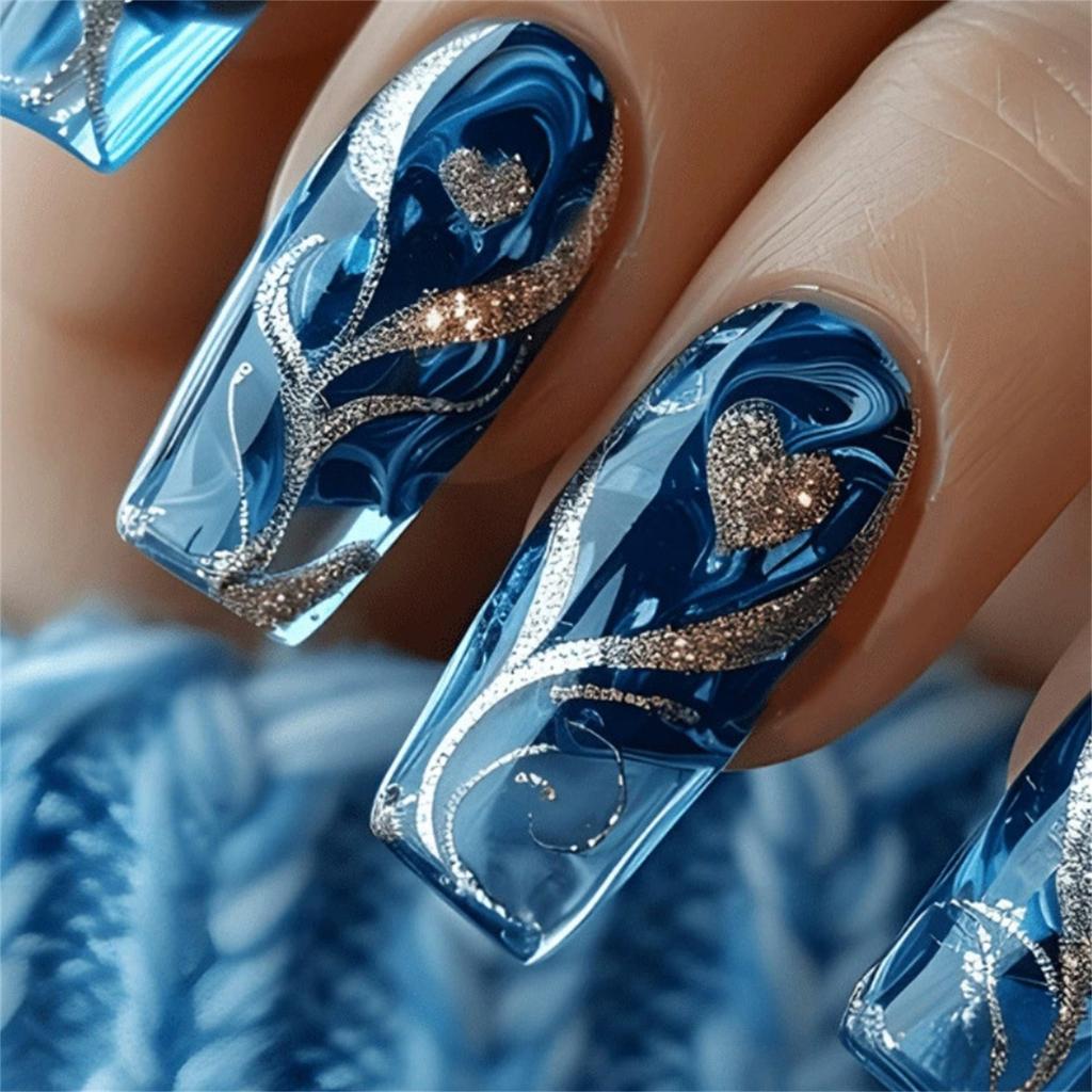 Heart-shaped Artificial Nails  24 Pieces Of Press- Nails  Suitable For Women And Girls  24 Pieces Per Pack  1ml