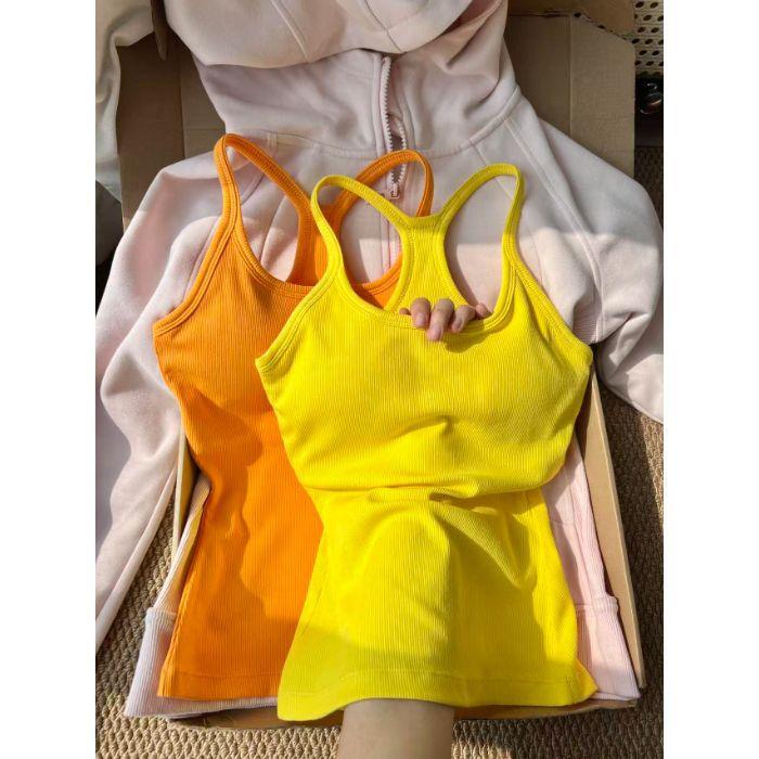 American Spice Girl Vest Women's Own Chest Pad Sports Small Suspender Slim and Skinny Fashion Casual T-Shirt Top