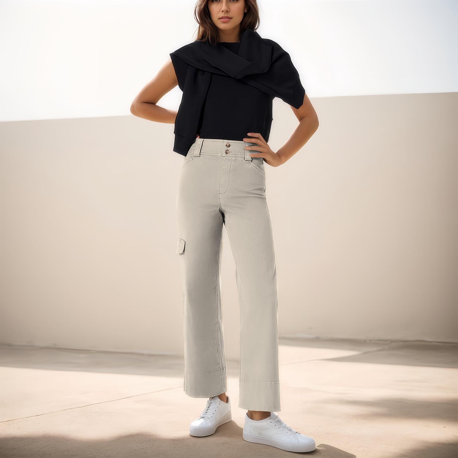 

Wide Leg Pants For Women Yoga Pants High Waist Sweatpants With Pockets Stretch Pants Comfy Workout Sports Sweatpants M хаки