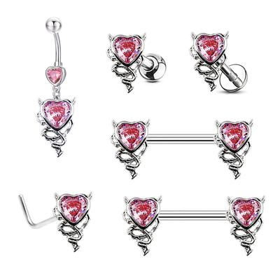 Pink Heart Navel Lip Nipple Belly Piercing Jewelry Ear Studs Nose Rings Belly Button Rings