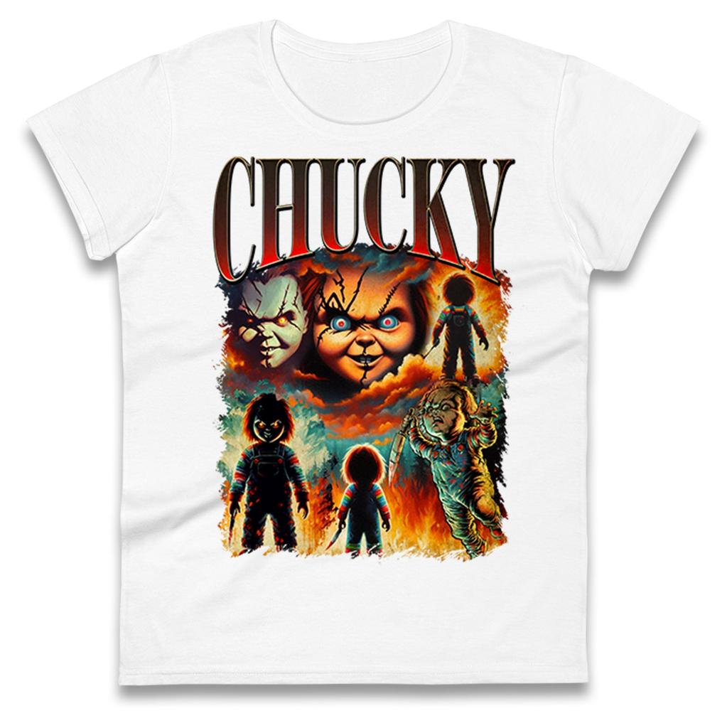 Chucky Doll Halloween Bootleg Womens T Shirt Mens Tops Tees Unisex