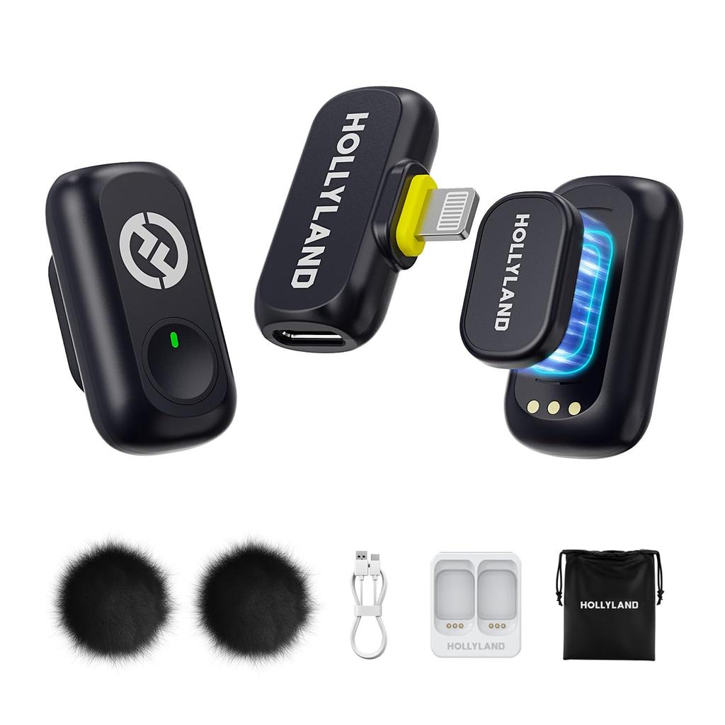 HOLLYLAND LARK A1 Mini Duo Lavalier Mikrofon Drahtloses Mikrofon für iPhone Sender 1 Lightning Magnetisches Mikrofon für und Vlogging Nein