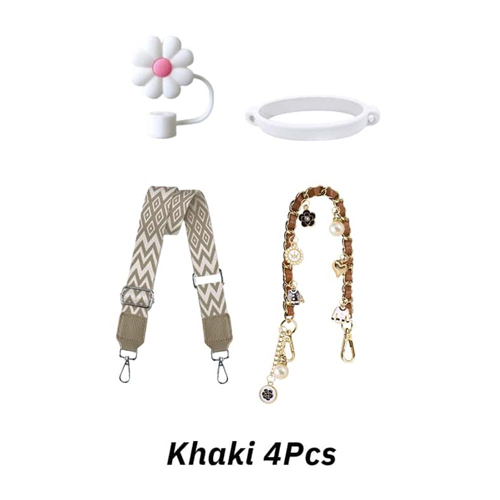 4-piece water bottle set, strap, carrying rope, straw cover, fixing buckle, handle for Stanley Cup 40/30/20 OZ water bottle