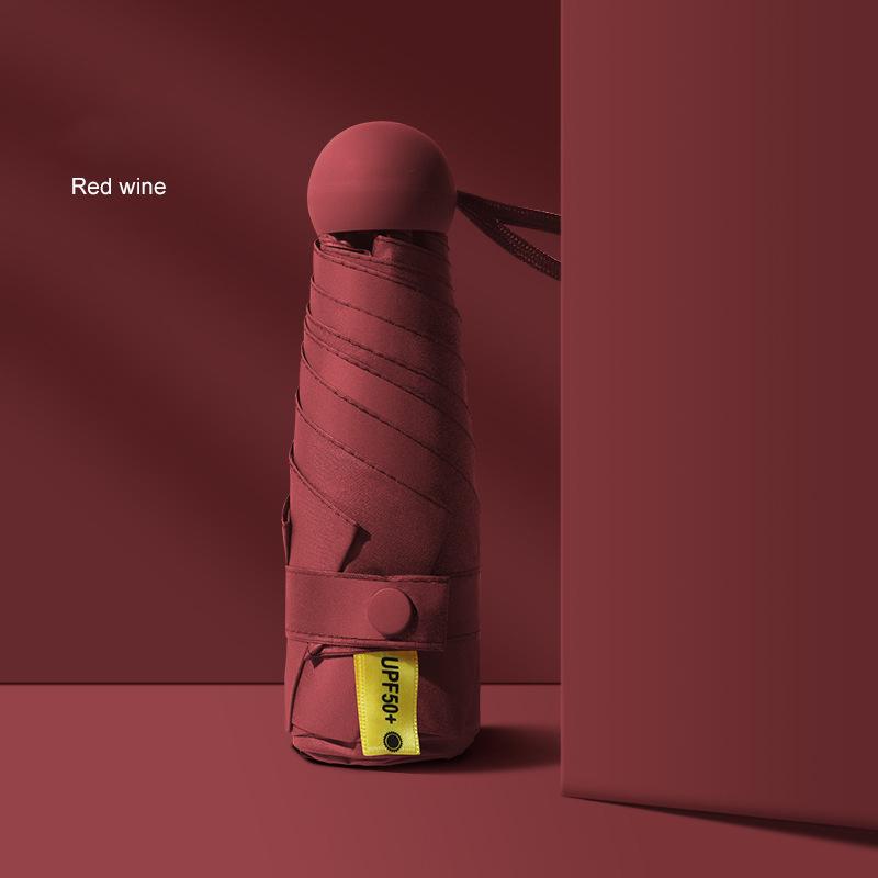 Mini Capsule Umbrella Pure Color Sunny and Rainy Dual-use Umbrellas for Friends Holiday Gift UPF50+ Black Coating UV-proof