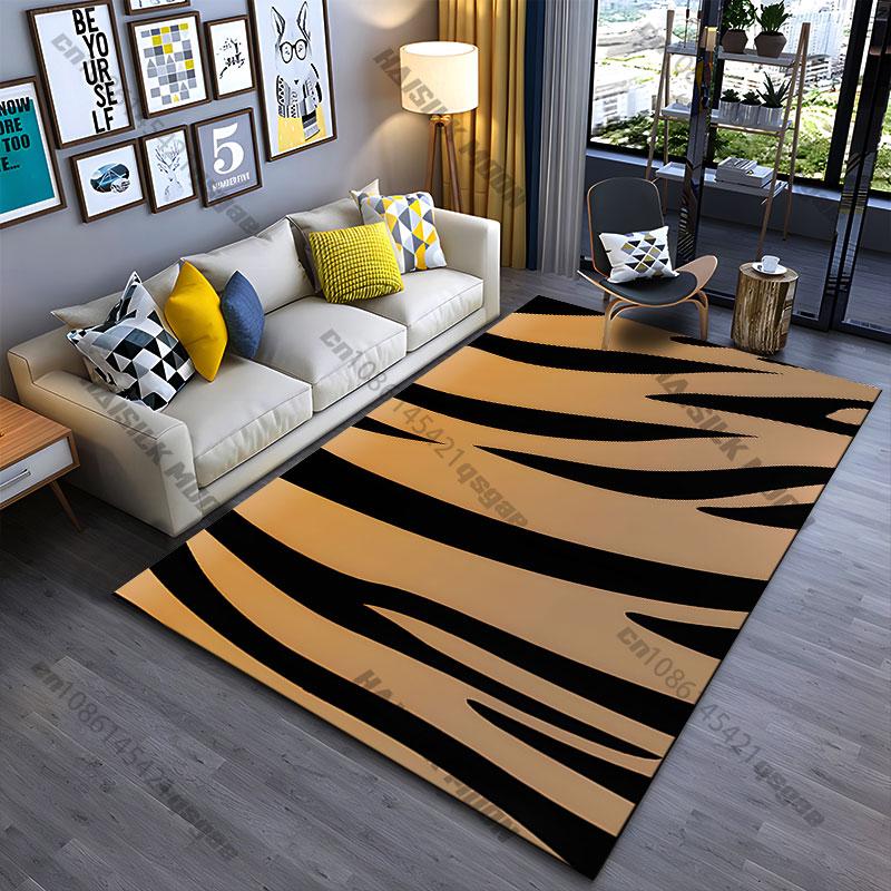 Tiger Stripe Pattern Design Carpet Yoga Living Room Room Decor Children's Crawling Mat Doormat Area Rug Games Mat