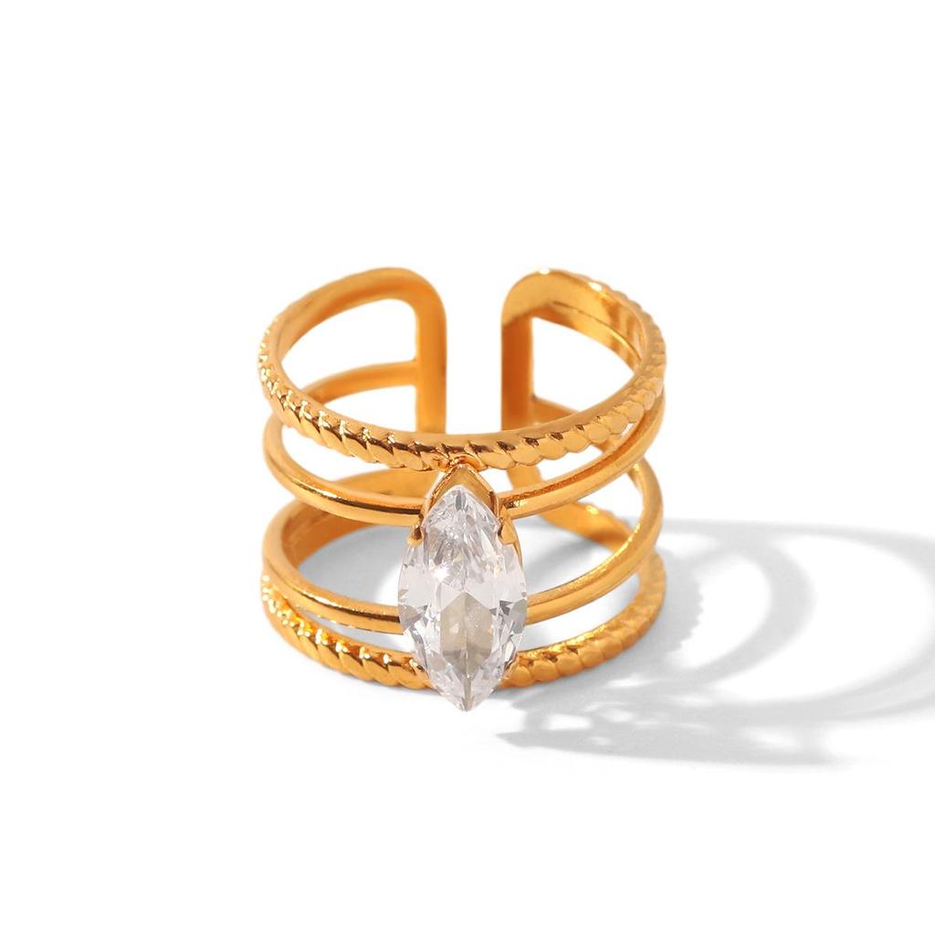 Luxurious European Zircon Titanium Steel Ring for Women - High-End, Fashionable, Versatile, and Colorfast Hand Jewelry