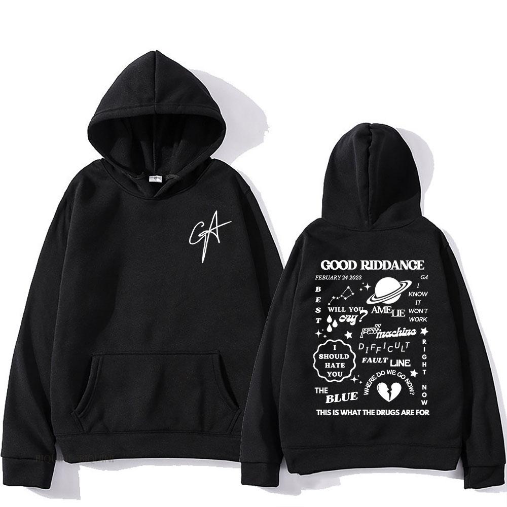 

GA Gracie Abrams Singer Printing Hoodies Good Riddance Графічні світшоти з кишенею з довгим рукавом для чоловіків/жінок Sudaderas для чоловіків S чорний