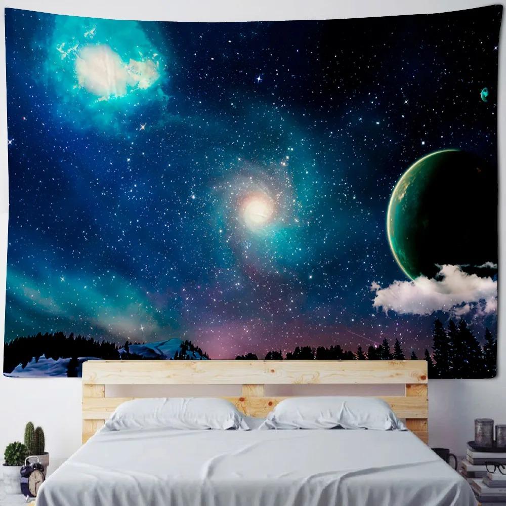Night Forest Starry Sky Pattern Tapestry Bedroom Living Room Tapestry Home Wall Decoration Tapestry