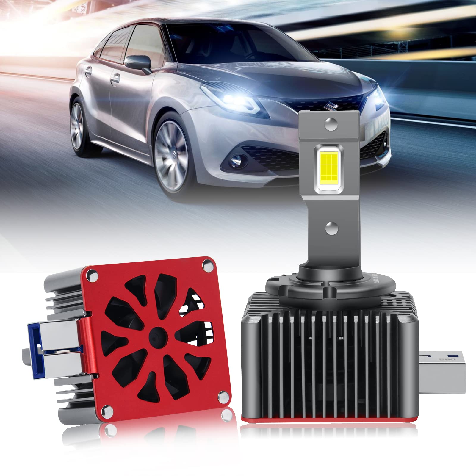 

D8S LED Headlight, Car Inspection Compatible, Pon Mount, Compatible with Genuine HID LEDs, Compatible D8S белый