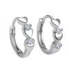 New Temperament Trendy Silver Color Zircon Heart Hoop Earrings for Women Classic Charm Korea Earring Jewelry Accessories Gift