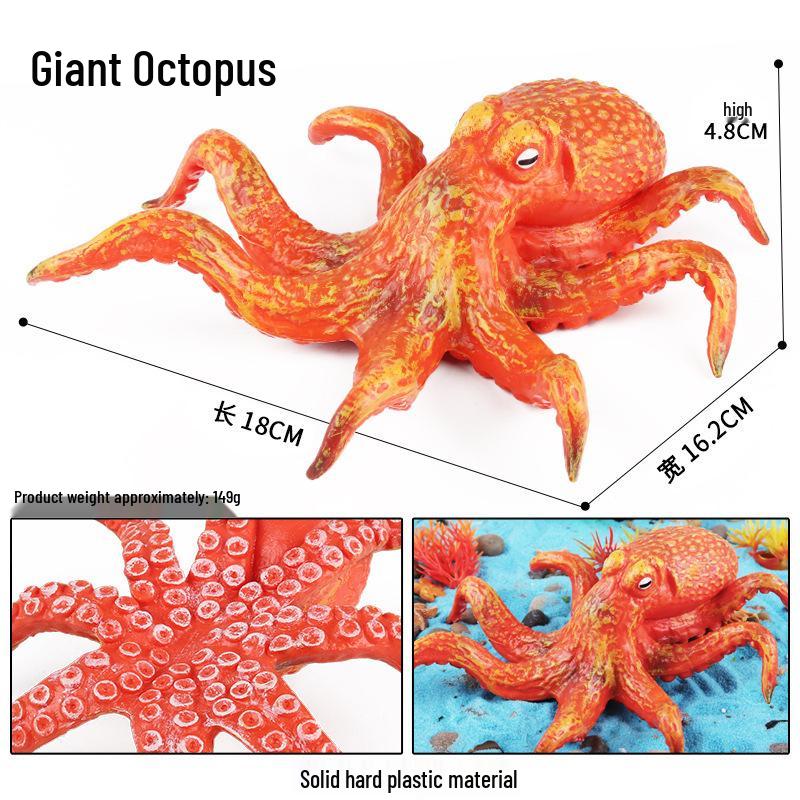 Marine Animal Simulation Model Figures: Shark, Dolphin, Hammerhead, Crab, Squid, Starfish for Kids' Education