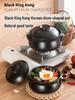 Black Stoneware Korean Drum-shaped Casserole: High-Temperature Resistant Ceramic Stew Pot for Household and Commercial Use