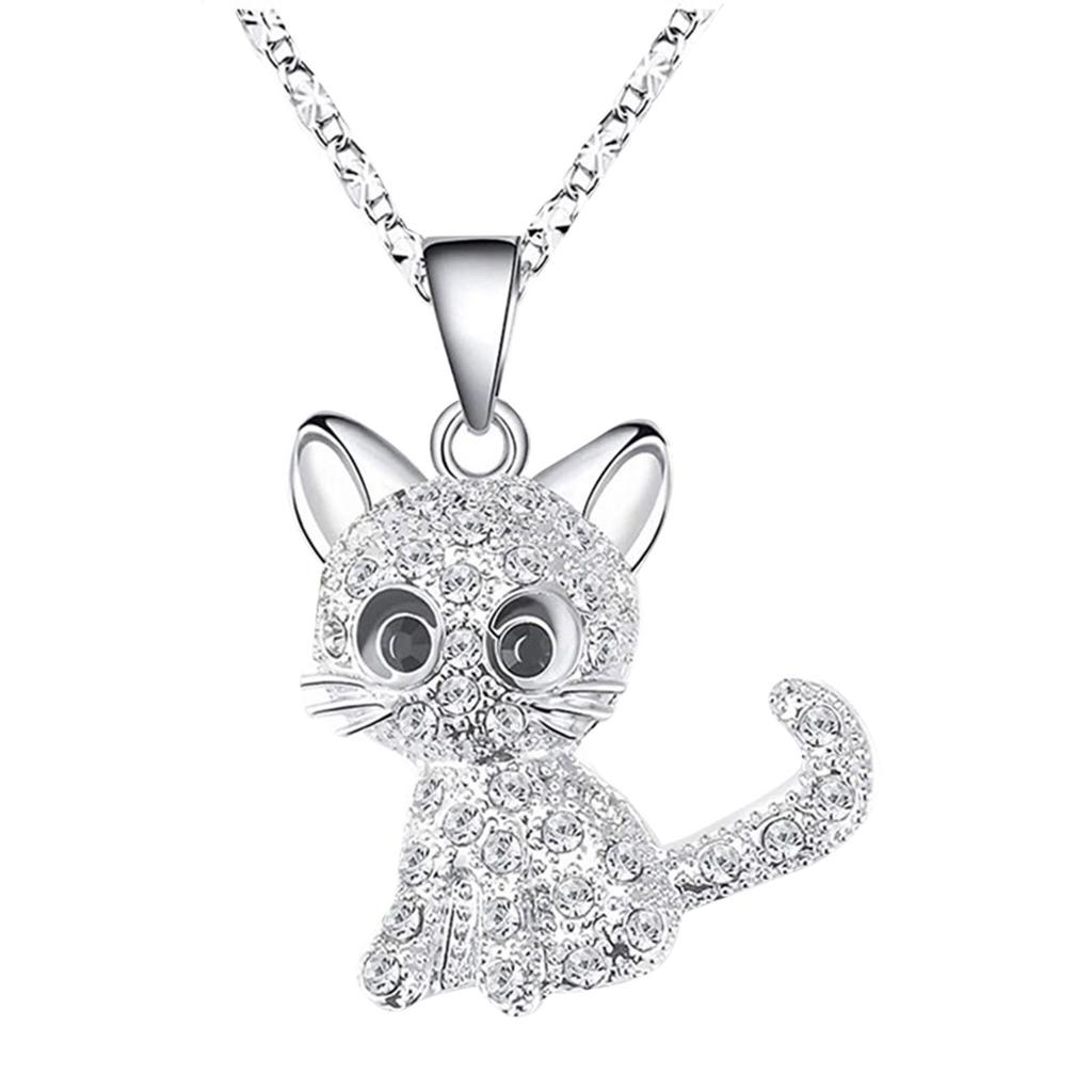 Women Fashion Pet Pendant Alloy Color Matching Color Matching Cat Necklace Jewelry