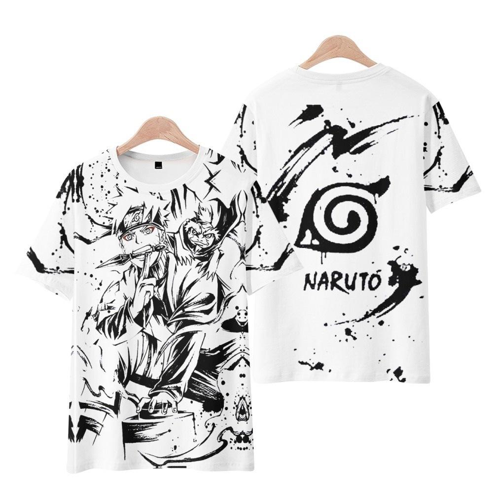Japanisches Manga 3D-gedrucktes Kurzarm-T-Shirt Sommer Atmungsaktives Polyester Einfaches Rundhals-Oberteil