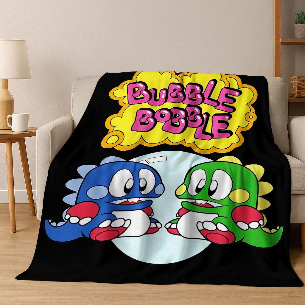 3D Retro Game Bubble Bobble Cartoon Flanellen Deken, Gezellige Zachte Plaid voor Huis Slaapkamer Bed Bank Picknickhoes Cadeau Kinderen